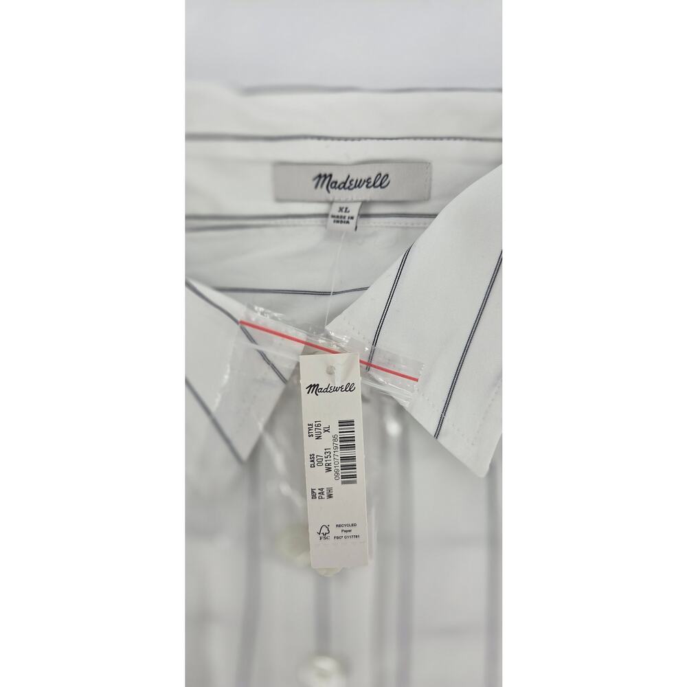 NWT Madewell Bubble-Hem Mini Shirtdress in Pinstripe PoplinSize XL - Picture 6 of 8